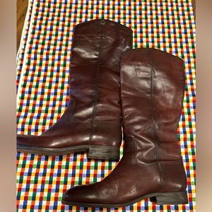 Frye Melissa Button 2 Tall Shaft Leather Pull-on Boots  - Redwood Size 9.5